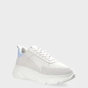 Sneaker-COPENHAGEN STUDIOS Cph40 Leather Mix Off White/Light Blue