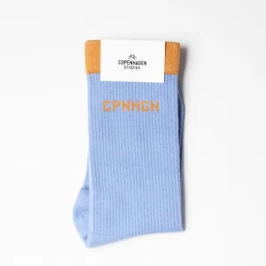 Socken-COPENHAGEN STUDIOS Cph Socks 2 Cotton Blend Hellblau/Orange